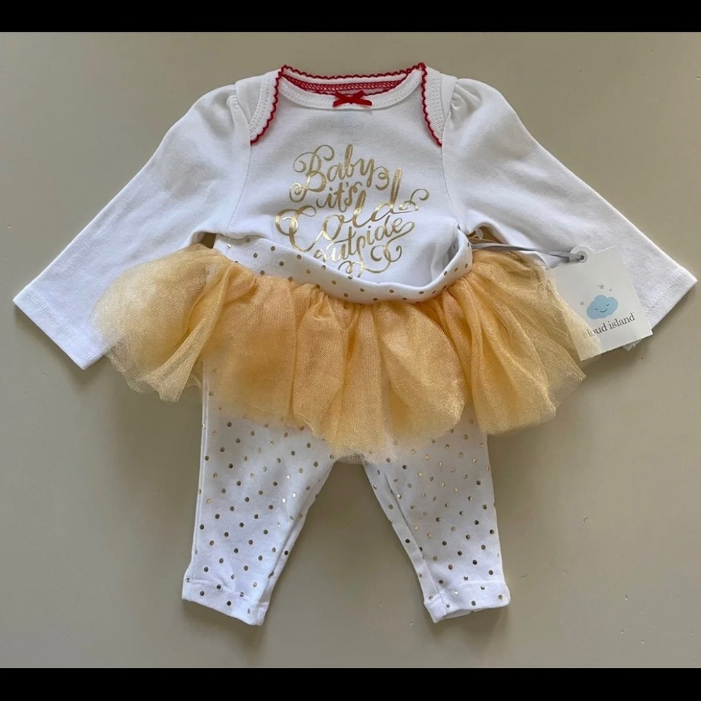 NWT Newborn Baby Girl “Baby’s It’s Cold Outside” Cloud Island Tutu